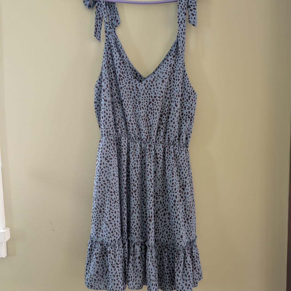 Blue Polka Dot Sleeveless Dress